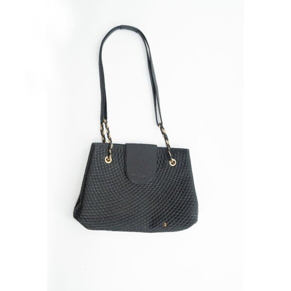 Bally Handbags - Bally Vintage Black Lamb Leather Shoulder Bag Made In Italy Diamond Quilted